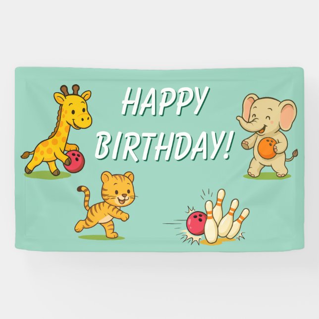 Zehn Button Bowling Party Feier Signatur Dekoratio Banner (Horizontal)