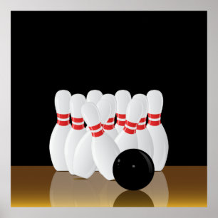 Zehn Button Bowling Strike Poster