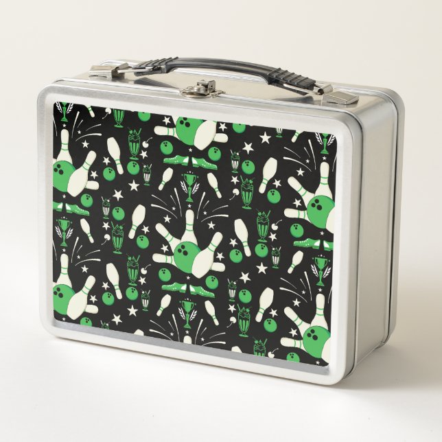 Zehn Button Bowling Wohngestaltung Metall Brotdose (Vorderseite)