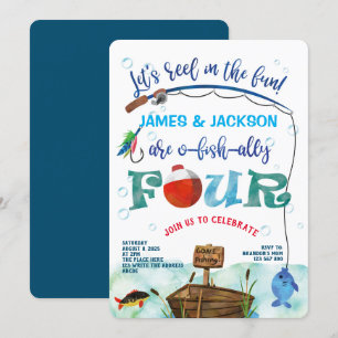 Zehn Fishing-Jungen 4. Geburtstag zu Fischen Einladung