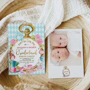 Zehn Fotos beobachten Alice in Onederland Geburtst Einladung