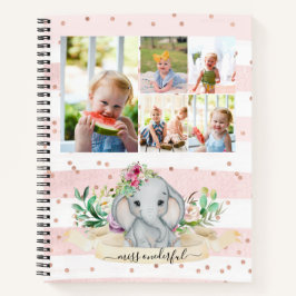 Zehn Fotos Collage Miss Onederful Baby Elephant Notizbuch