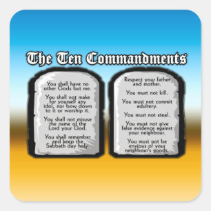 Zehn Gebote der heiligen Bibel, das Gesetz des Quadratischer Aufkleber