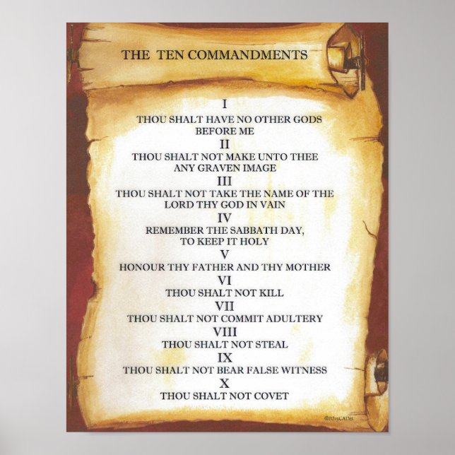 Zehn Gebote für den Bildtroll von Pergament Poster (Vorne)