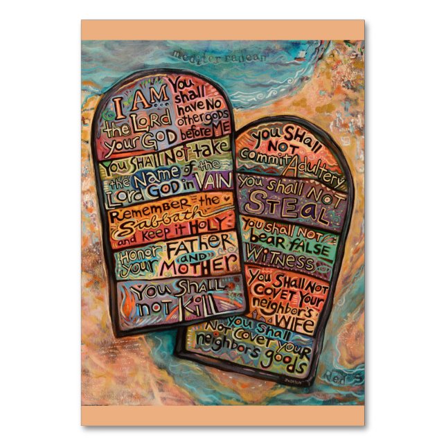 Zehn Gebote Gebetskarte Tischnummer (Vorderseite)