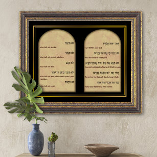 Zehn Gebote in hebräischer und englischer Leinwand Poster