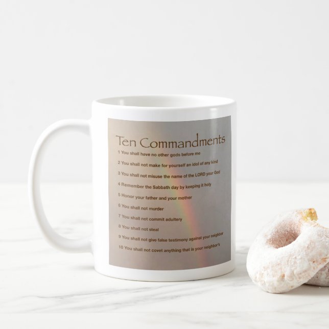 Zehn Gebote Kaffeetasse (Mit Donut)