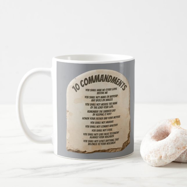 Zehn Gebote Kaffeetasse (Mit Donut)