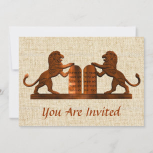 Zehn Gebote und Löwen Bar/Bat Mitzvah Einladung