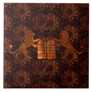 Zehn Gebote und Löwen Fliese