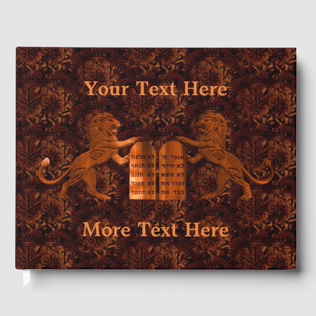 Zehn Gebote und Löwen Gästebuch (Vorderseite)