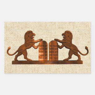 Zehn Gebote und Löwen Rechteckiger Aufkleber