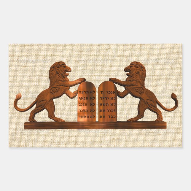 Zehn Gebote und Löwen Rechteckiger Aufkleber (Vorderseite)