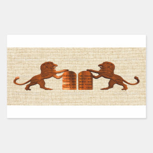 Zehn Gebote und Löwen Rechteckiger Aufkleber