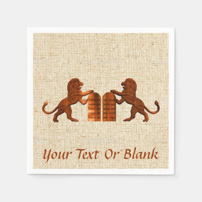 Zehn Gebote und Löwen Serviette (Vorderseite)