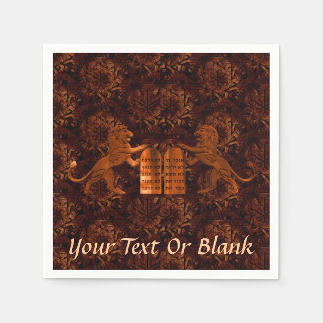 Zehn Gebote und Löwen Serviette (Vorderseite)