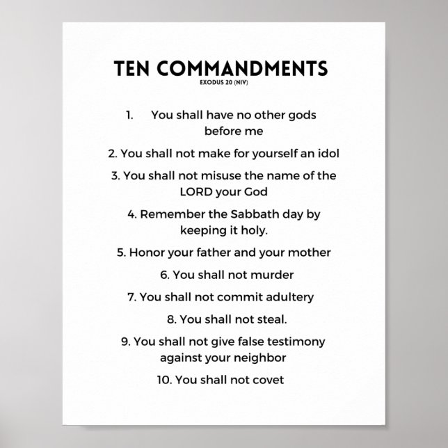 Zehn Gebote - Weißer Hintergrund Poster (Vorne)