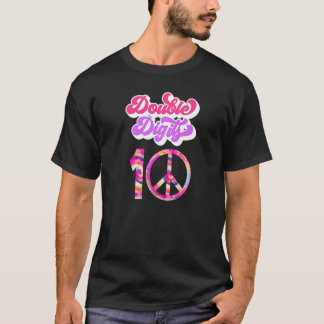 Zehn Geburtstag Doppelziffern 10. Tie Dye Groovy R T-Shirt