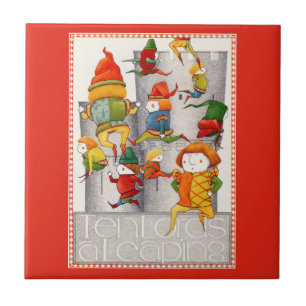 ZEHN HERRN SPRINGEN 4,25" Keramikfliese Rot