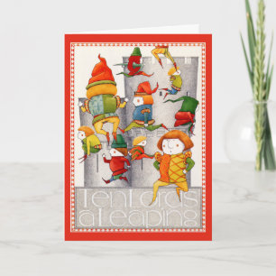 ZEHN HERRN SPRINGEN 5x7 Weihnachtskarte / Rot Feiertagskarte