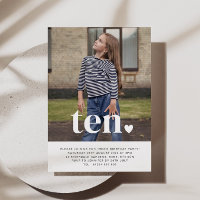 Zehn Herz Foto Geburtstag Einladung