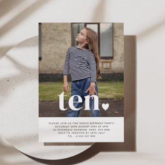 Zehn Herz Foto Geburtstag Einladung