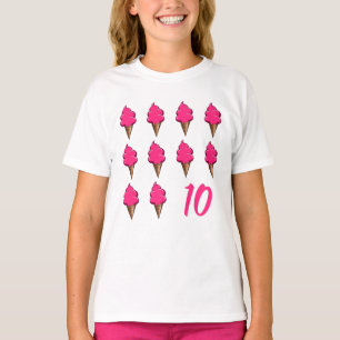 Zehn Jahre alte Mädchen Geburtstag Niedlich Rosa E T-Shirt