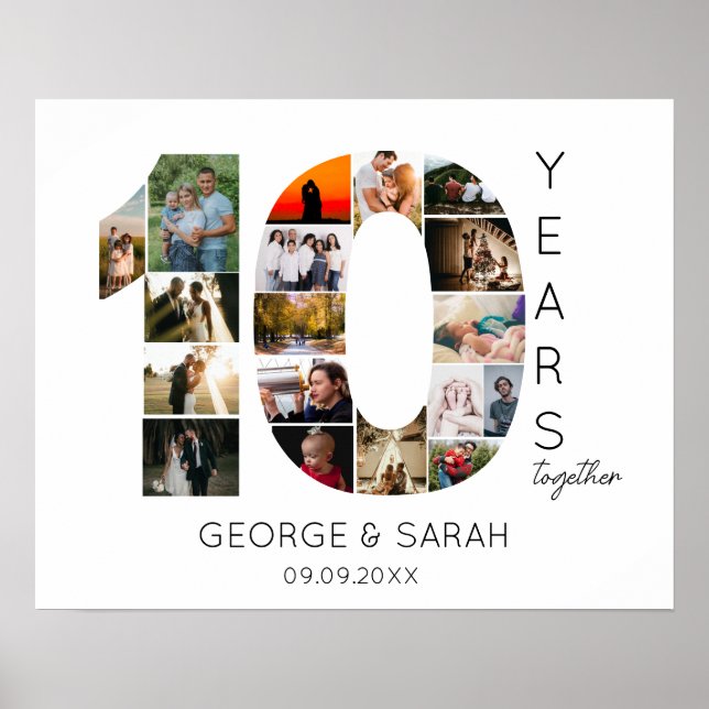 Zehn Jahre gemeinsam Hochzeitstag 18 Foto Poster (Vorne)
