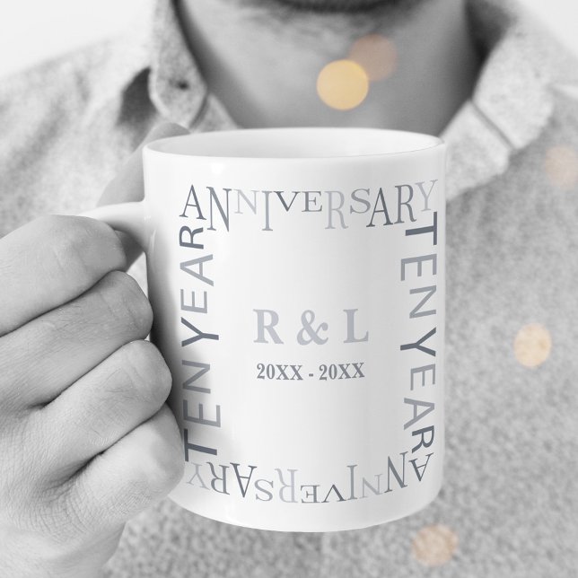 Zehn Jahre Hochzeit Jahrestag Geschenk Silver Kaffeetasse (Von Creator hochgeladen)