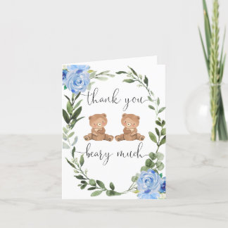 Zehn Jungen blühende Teddybären Grünpflanzen Dankeskarte