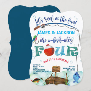 Zehn Jungen kleine Fischer Angeln Thema 4. Einladung