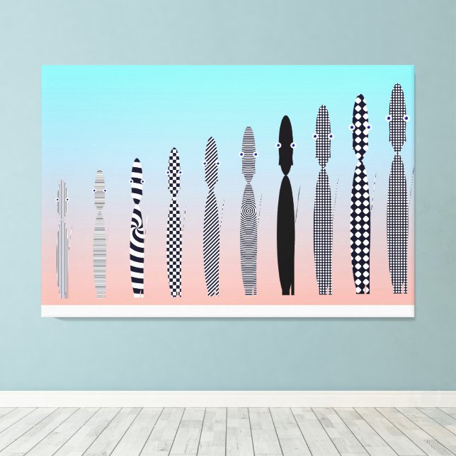 Zehn Katzen geometrisches Musterdesign  Leinwanddruck (Insitu (Holzboden))