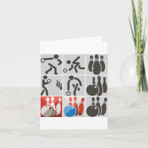 Zehn-Kegel-Bowling-Icons-Notizkarten Karte