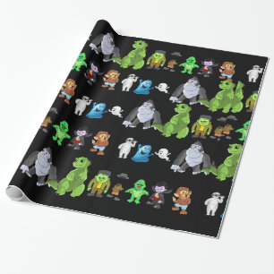 Zehn kleine Monster wrapping Paper (schwarz) Geschenkpapier
