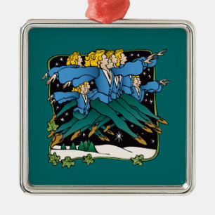 Zehn Lords ein Springen Silbernes Ornament
