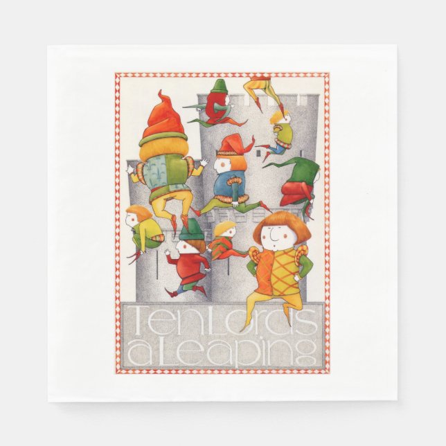 ZEHN LOREN - ein FLIEDERTES Standardmahlpapier Nap Serviette (Vorderseite)