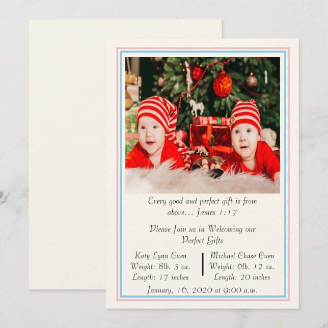 Zehn-Neugeborene-Ankündigung Einladung (Vorne/Hinten)