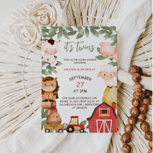 Zehn Niedliche Landtiere Aquarell Babydusche Einladung