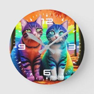 Zehn von Cats Digital Art-56467 Runde Wanduhr