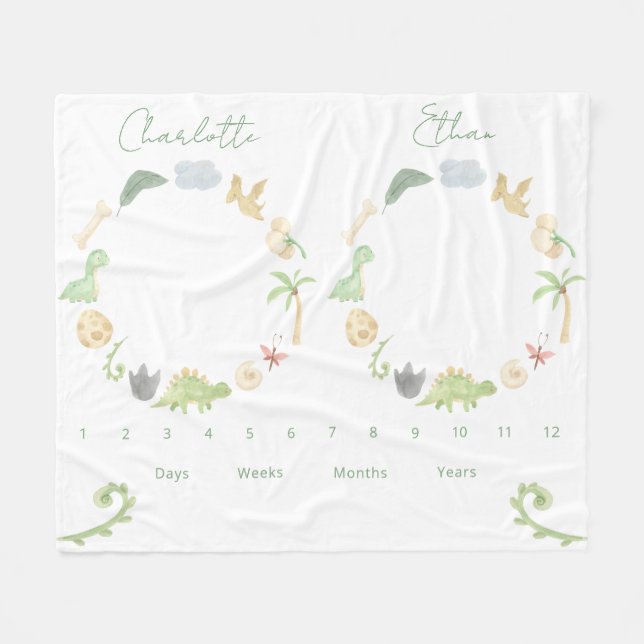 Zehn Wachstumsförderer Geschlechtsneutrale Dinosau Fleecedecke (Vorderseite (Horizontal))