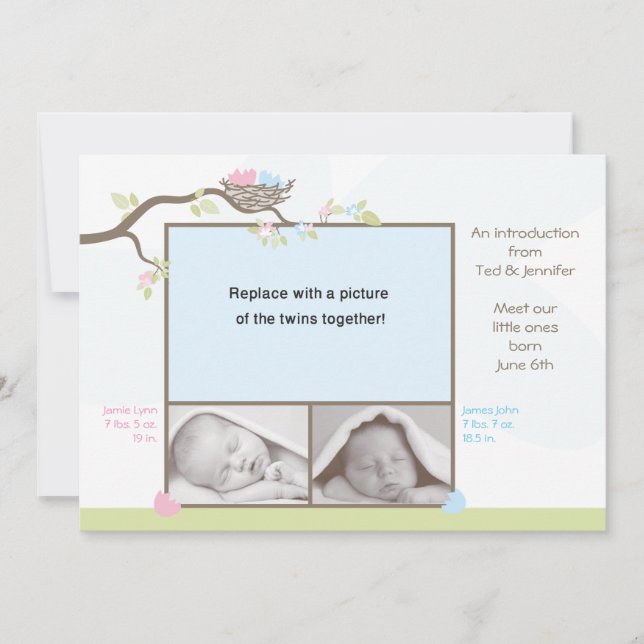 Zehnjahresankündigung - Baby Boy & Girl Ankündigung (Vorderseite)