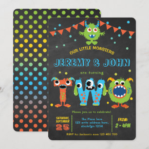 Zehnjahressieger niedliches Monster-Party Einladung