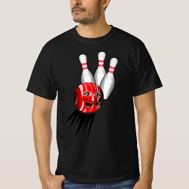 Zehnkegel-Bowling Strike. T-Shirt (Vorderseite)