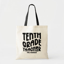 Zehnte Klasse Lehrer Black Custom Text Tote Bag Tragetasche