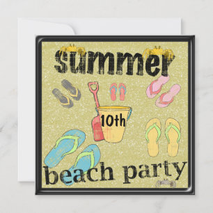 Zehnter Geburtstag Sommer-Strandparty mit Flip Flo Einladung