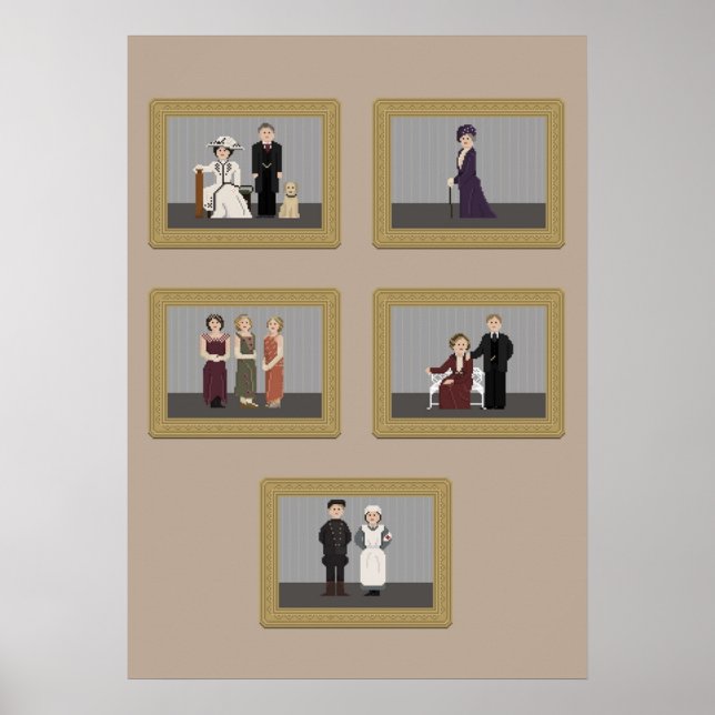 Zeichen aus Downton Abbey Pixel Art Poster (Vorne)