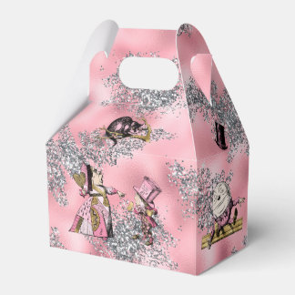 Zeichen der Alice im Wunderland auf Rosa und Silbe Geschenkschachtel