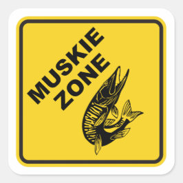 Zeichen der Fischereizone von Muskie Quadratischer Aufkleber