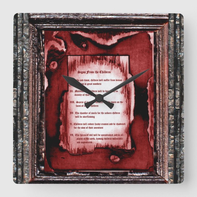 Zeichen der Kinder Quadratische Wanduhr (Vorderseite)