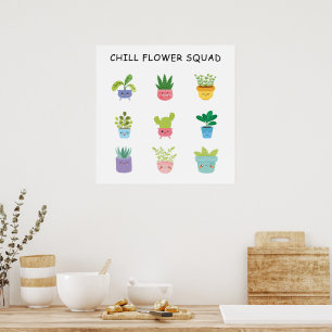 Zeichen der niedlichen Summer Potted-Pflanze Poster